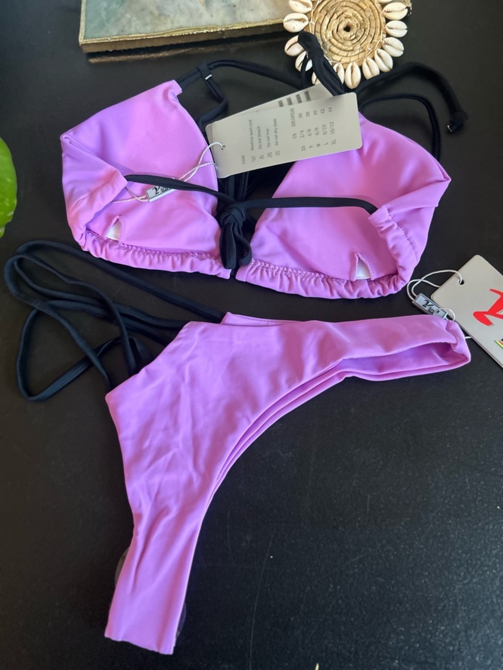 Yira vibrant purple black 2 piece bikini size Medium - Picture 4 of 7